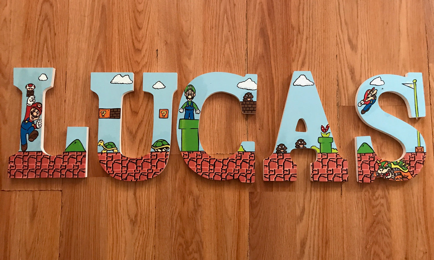 Super Mario Brothers Wooden Letters