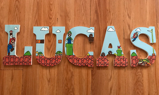 Super Mario Brothers Wooden Letters