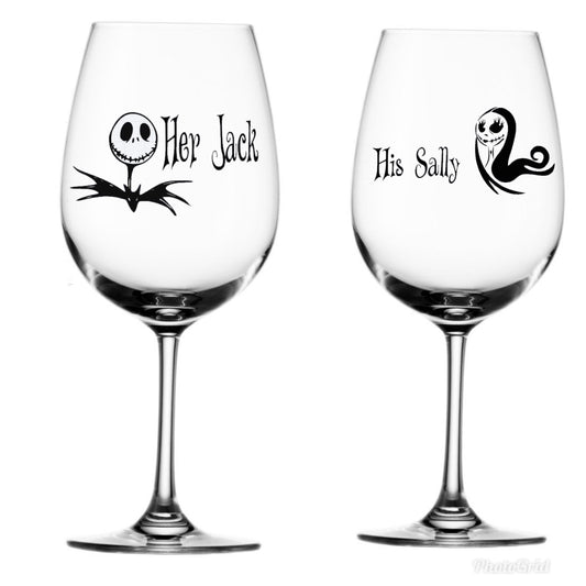 Jack and Sally glass
